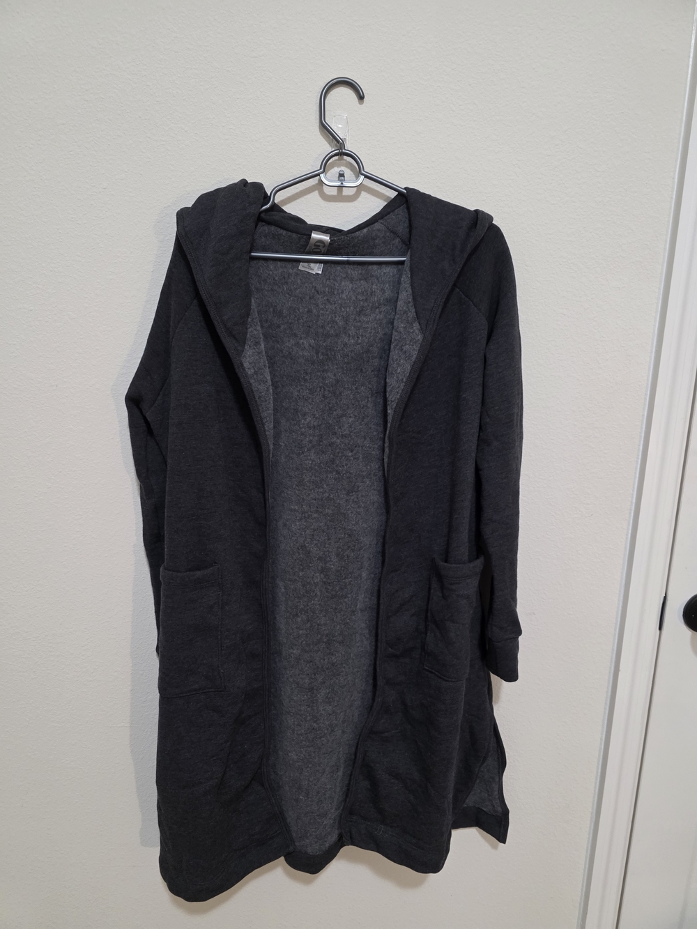 Go Couture Charcoal Hooded Open-Front Cardigan